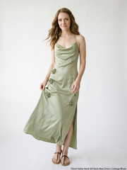 Floral Halter Neck Slit Back Maxi Dress | Cottage Blush