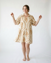 Leafy Ogee Print Mini Dress | Breezy Boho Cottage Style
