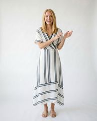 Striped Wrap Half Sleeve Maxi Dress | Cottage Blush