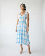Coastal Shell Print Smocked Midi Dress | Cottage Blush