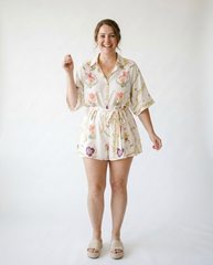 Floral Tie-Waist Half Sleeve Romper | Cottage Core Set