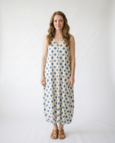 Polka Dot V-Neck Sleeveless Maxi Dress | Cottage Blush