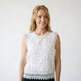 Floral Embroidered Lace Shell Top | Cottage Blush Blouse