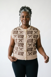Floral Patterned Button-Up Sweater Vest | Cottage Blush