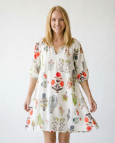 Vintage Floral Encyclopedia Mini Dress | Cottage Blush