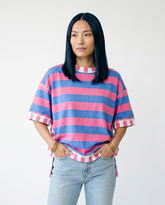 Striped Patchwork Oversized Top | Cottage Blush