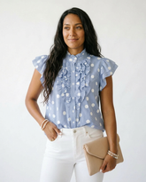 Polka Dot Ruffle Sleeve Blouse | Cottage Core Pleated Top