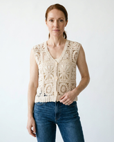 Summer Crochet Sleeveless Vest Top - Boho Openwork Style