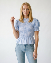 Striped Smocked Puff Sleeve Cottagecore Blouse