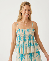 Palm Tree Print Smocked Cami Top | Cottage Blush