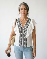 Vintage Ruffled V-Neck Blouse | Cottage Blush Feminine Top