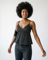 Polka Dot Lace Trim Cami | Feminine Ruched Summer Top