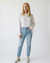 Vintage Lace Trim Pintuck Button-Down Blouse