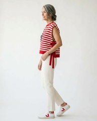 Patriotic Star Patch Stripe Sweater Vest | Cottage Blush