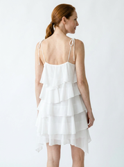 Ruffled Tiered Tie Shoulder Cottagecore Mini Dress