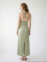 Floral Halter Neck Slit Back Maxi Dress | Cottage Blush