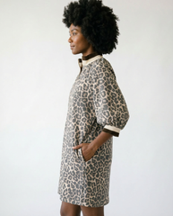 Leopard Print Puff Sleeve Mini Dress | Cottage Blush