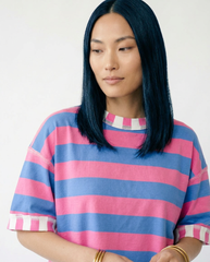 Striped Patchwork Oversized Top | Cottage Blush