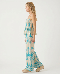Palm Tree Print Smocked Cami Top | Cottage Blush