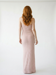 Strapless Rose Textured Maxi Dress | Cottage Blush
