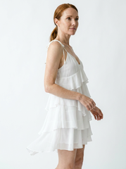 Ruffled Tiered Tie Shoulder Cottagecore Mini Dress