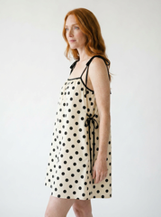 Polka Dot Tied Spaghetti Strap Mini Dress | Cottage Blush