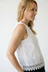Floral Embroidered Lace Shell Top | Cottage Blush Blouse