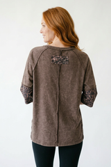 Leopard Star Patch Cotton Tee | Cottage Blush Feminine Top