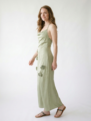 Floral Halter Neck Slit Back Maxi Dress | Cottage Blush