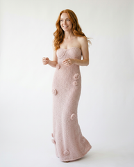 Strapless Rose Textured Maxi Dress | Cottage Blush