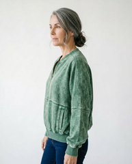 Vintage Acid Wash Fleece Jacket | Cozy Cottage Layering