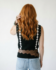 Western Geometric Horse Knit Sweater Vest | Cottage Blush
