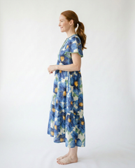 Floral Flutter Sleeve Tiered Midi Dress | Cottage Blush