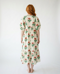 Floral Ruffle Midi Dress with Pockets | Cottage Blush