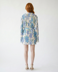 Tied Button Up Long Sleeve Mini Dress | Cottage Blush