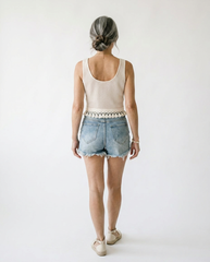 Tassel Hem Textured Tank Top | Cottage Core Sleeveless Top