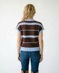 Striped Short Sleeve Knit Top | Romantic Cottagecore Blouse