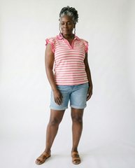 Striped Ruffle Sleeve Blouse | Feminine Cottagecore Top