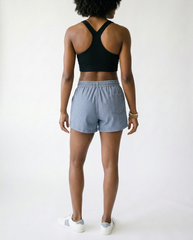 Striped Drawstring Denim Shorts | Cottage Blush