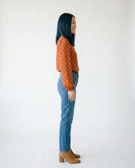 Polka Dot V-Neck Blouse - Long Sleeve Cottagecore Top