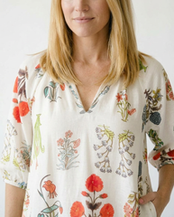 Vintage Floral Encyclopedia Mini Dress | Cottage Blush
