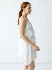 Ruffled Tiered Tie Shoulder Cottagecore Mini Dress