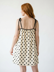 Polka Dot Tied Spaghetti Strap Mini Dress | Cottage Blush
