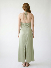 Floral Halter Neck Slit Back Maxi Dress | Cottage Blush