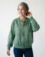 Vintage Acid Wash Fleece Jacket | Cozy Cottage Layering