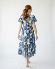 Floral Flutter Sleeve Tiered Midi Dress | Cottage Blush