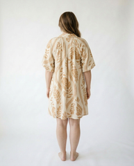 Leafy Ogee Print Mini Dress | Breezy Boho Cottage Style