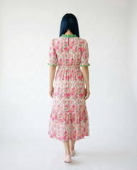 Floral Ruffle Trim Tiered Midi Dress | Cottage Blush