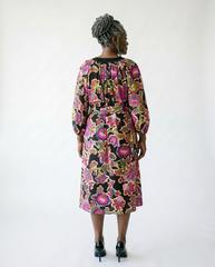 Abstract Embroidered Belted Midi Dress | Cottage Blush