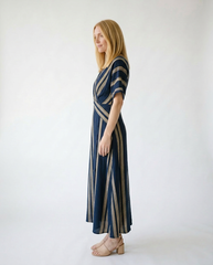 Striped Wrap Half Sleeve Maxi Dress | Cottage Blush